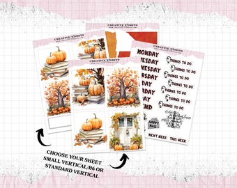 Fall into Autumn - Vertical Planner Sticker Kit - Decorative Planner Sticker Sheet - Journal Sticker Kit
