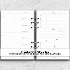 Horizontal WO2P Insert - WO2P Insert - Printed Planner Insert - Planner Insert - Ringed Planner Refill - A6 Planner Insert - H-0027