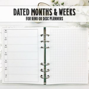 Dated Ring Planner Insert in the style of Hobonichi Weeks - Printed Ring Planner Insert - Mocknichi