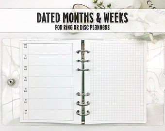 Dated Ring Planner Insert in the style of Hobonichi Weeks - Printed Ring Planner Insert - Mocknichi