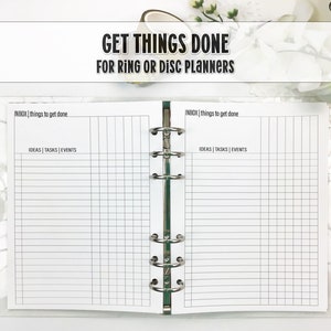 Get Things Done - To Do - Project - Inbox - Brainstorming - Printed Planner Insert - Ring Planner Insert - Disc Planner Insert