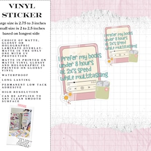 Audiobook Enthusiast - Multitasking - Laminated waterproof vinyl sticker - Matte - Glossy - Holographic image 2