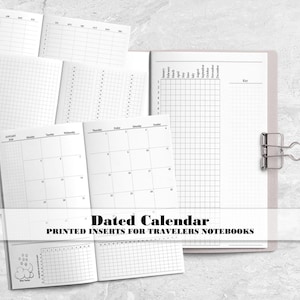 Dated Monthly Calendar for Travelers Notebook - Choose Your Year - Dated TN Insert - DM-0011