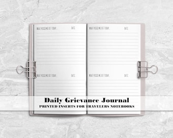Daily Rant Journal Insert for Travelers Notebook Covers - Printed TN Insert