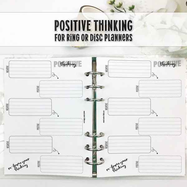 Reframing your Thinking - Positive Thinking Printed Insert for Your Ring Planners - Ring Bound Planner Refill - Disc Bound Planner Refill
