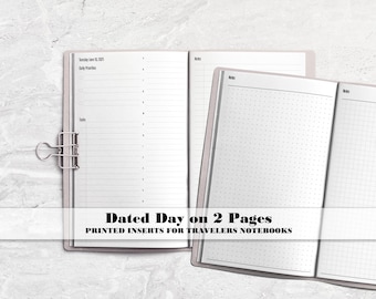 Dated Day on 2 Page Travelers Notebook Insert - Printed Travelers Notebook Insert - TN Insert - Dated Daily - DD0010