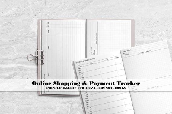 Online Shopping & Payment Tracker Handstitched Booklet Insert for Travelers Notebooks - Printed Travelers Notebook Booklet Insert