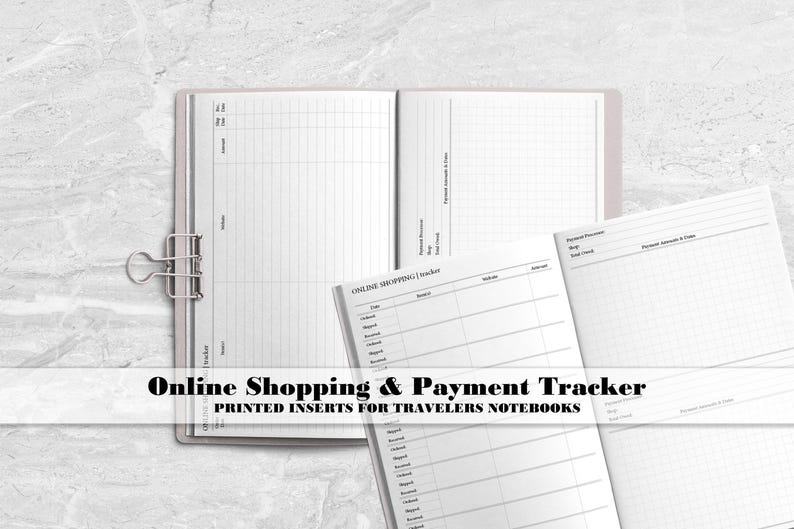 Online Shopping & Payment Tracker Handstitched Booklet Insert for Travelers Notebooks - Printed Travelers Notebook Booklet Insert image 1