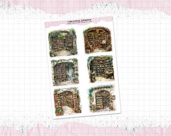 Bookstore Themed Journal and Planner Stickers Printed on your choice of Sticker Paper - Decorative Stickers - WS-0050