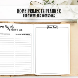 Home Project Planner Insert - Printed Planner Insert for Travelers Notebooks