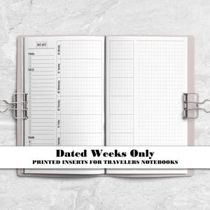 Cuaderno de viajero con semanas fechadas - Inserto impreso para TN - Elija su mes de inicio - DW0013