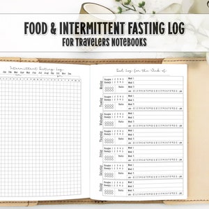 Intermittent Fasting Log with Food and Workout Log -  Printed Travelers Notebook Insert