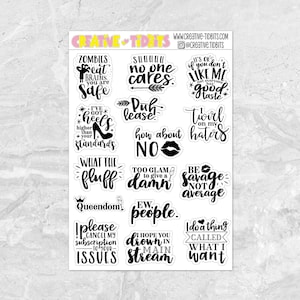Stickers impertinents - Stickers scripts - Stickers agenda - Stickers citations drôles - Stickers - Stickers typographie
