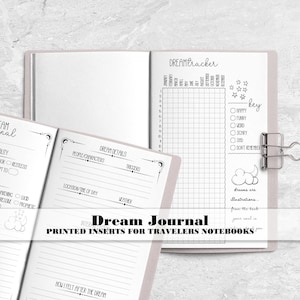 Dream Journal Traveler&#39;s Notebook Insert - Printed Travelers Notebook Insert