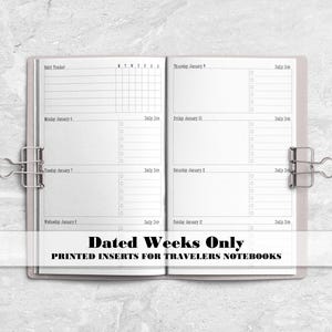 Cuaderno de viajero con semanas fechadas - Inserto impreso para TN - Elija su mes de inicio - DW0011