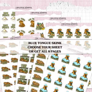 Stickers pour agenda de soins pour animaux de compagnie scinque langue bleue - Stickers imprimés pour vos agendas et journaux - Rappels de soins pour animaux de compagnie