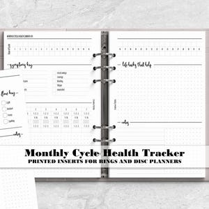 Yearly Period Tracker with Monthly Cycle Health for Ring or Disc Planners - Printed Planner Insert - Agenda Refill