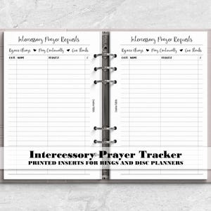 Intercessory Prayer Request List Insert for Ring and Disc Planners - Printed Planner Insert - PRL0001