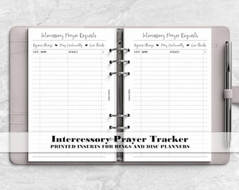 Intercessory Prayer Request List Insert for Ring and Disc Planners - Printed Planner Insert - PRL0001