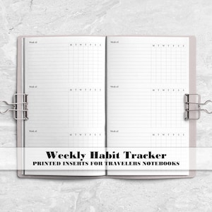 Weekly Habit Tracker Insert for Travelers Notebooks - Printed Travelers Notebook Insert