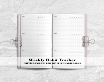 Weekly Habit Tracker Insert for Travelers Notebooks - Printed Travelers Notebook Insert