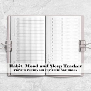 Undated Habit Tracker - Mood - Sleep Tracker - Printed Travelers Notebook Insert