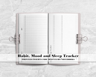 Undated Habit Tracker - Mood - Sleep Tracker - Printed Travelers Notebook Insert
