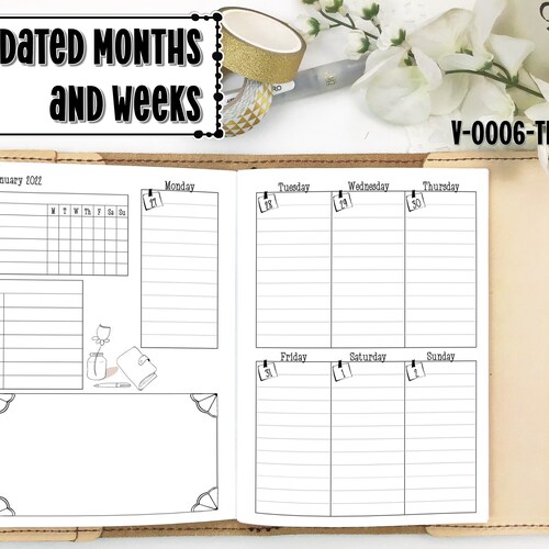 Travelers Notebook Insert Printable Printable TN TN Weekly - Etsy