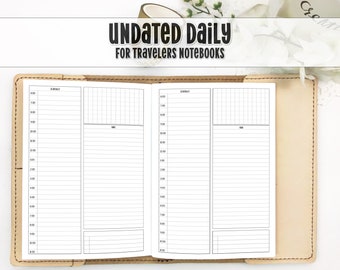 Gedruckte Tageseinlage für Travelers Notebook - Strukturiert Täglich - Täglich mit Zeitplan und Aufgaben - UD-0015