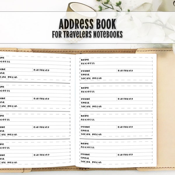Address Book Insert for Travelers Notebook - Printed TN Insert