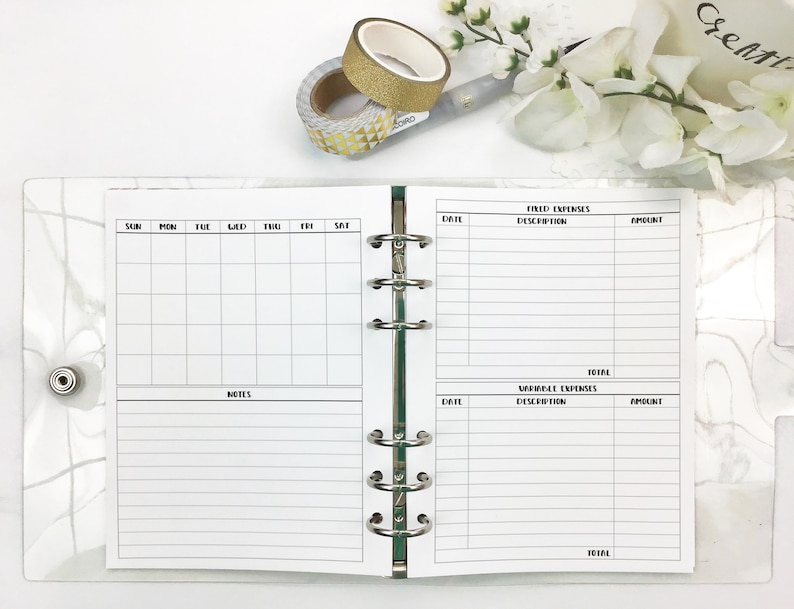 2 Income Budget Insert with Debt Payoff for Ring and Disc Bound Planners Printed Planner Insert image 2