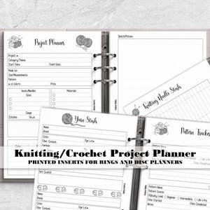 Knitting Project Planner - Crochet Project Planner - Printed Planner Insert - Disc Bound Planner Insert