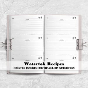 Watertok Recipe's for Travelers Notebooks - Printed Travelers Notebook Insert - Water Enhancing Recipe's