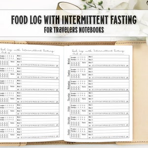 Weekly Intermittent Fasting Food Log for Traveler's Notebook -  Printed Travelers Notebook Insert -  Week on 1 Page