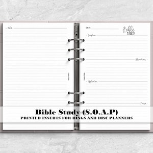 Inserto para planificador de estudio bíblico SOAP para agenda de anillas o discos - Inserto impreso para planificador - Inserto para agenda de discos - BS0004