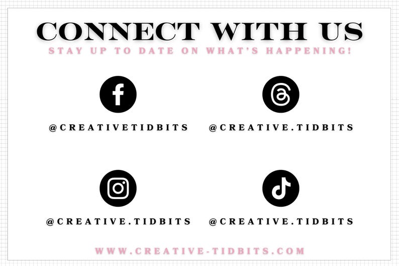 a poster with the words connect with us, stay up to date what's