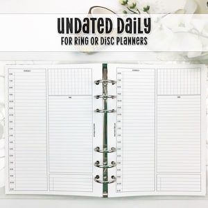 Printed Daily Insert for Ring Planners - Structured Daily - Daily with Schedule and Tasks - UD-0015