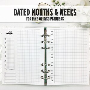 Dated Ring Planner Insert - Horizontal Weekly Layout - Dated Monthly Calendar - Printed Ring Planner Insert - H-WO2P-0005