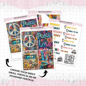 Patchwork Hippie Vertical Planner Sticker Kit - Decorative Planner Sticker Sheet - Journal Sticker Kit