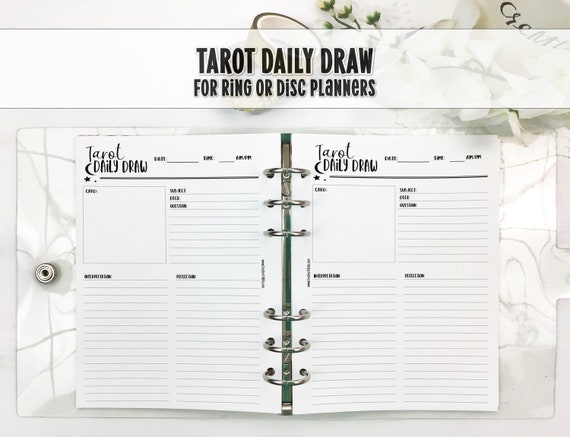 Tarot Daily Draw Journal for Ring and Disc Bound Planners Printed