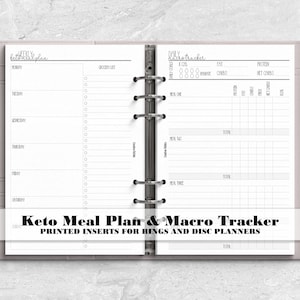 Keto Meal Planner for Ring Bound Planners - Printed Planner Insert - Disc Planner Refill
