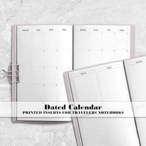 Dated Monthly Calendar with Tracker for Travelers Notebook - Dated TN Insert - DM-0010