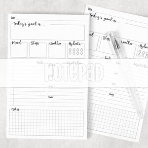 Planificador diario tamaño media carta, bloc de notas desprendible
