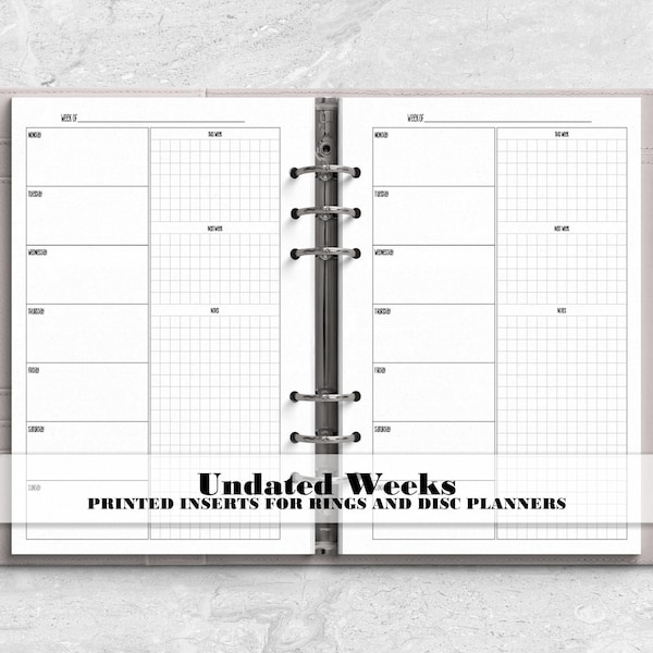 Horizontal Week on 1 Page - Printed Planner Insert - Ring Planner Insert- Discbound Planner Insert - Minimalist Planner - H-0018