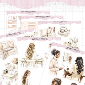 Aesthetic Planner Girl - Journal et agenda, kit d'autocollants déco - Stickers décoratifs - WS-0087