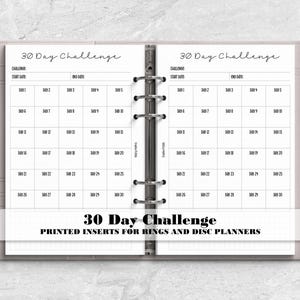 30 Day Challenge Insert for Ring Bound Planners - Printed Planner Insert - Disc Planner Insert