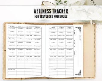 Wellness Tracker for Travelers Notebook - Printed Travelers Notebook Insert