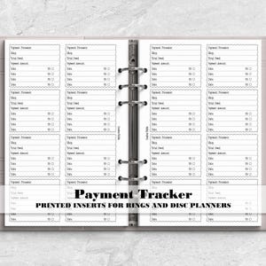 Payment Tracker Planner Insert for Ring or Disc Bound Planners - Printed Planner Insert