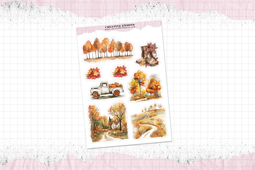Autumn Themed Journal and Planner Stickers Printed on Washi Sticker ...