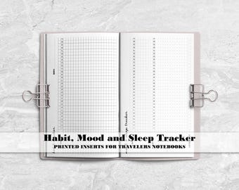 Undated Habit Tracker - Mood - Sleep Tracker - Printed Travelers Notebook Insert
